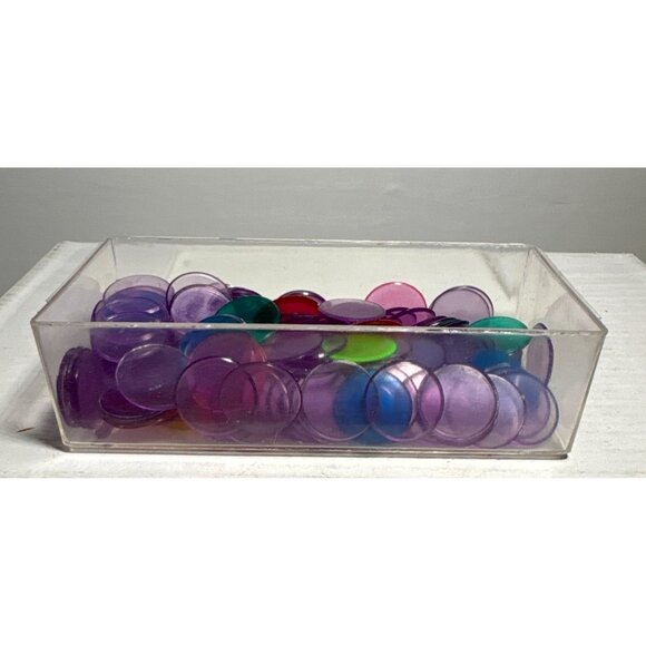 Transparent Multicolor Bingo Chips With Clear Storage Box Approx 300 Chips - Picture 4 of 5